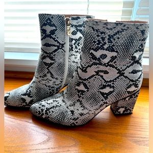 Faux snake skin booties